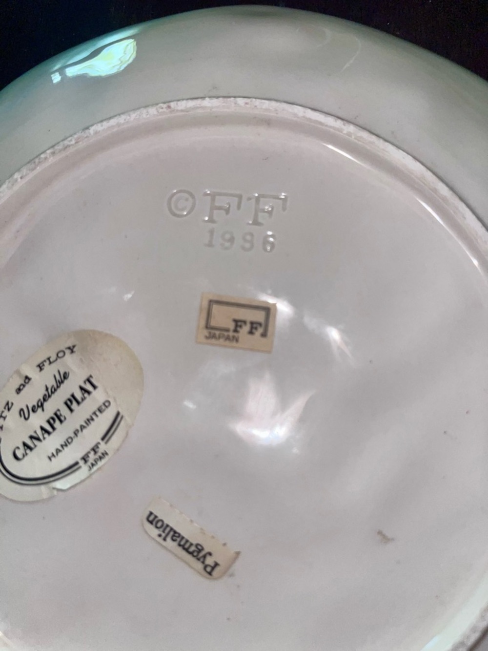 Vintage 1996 Fitz&Floyd pygmalion cabbage leaf canapé plate | hand painted - Picture 7 of 9